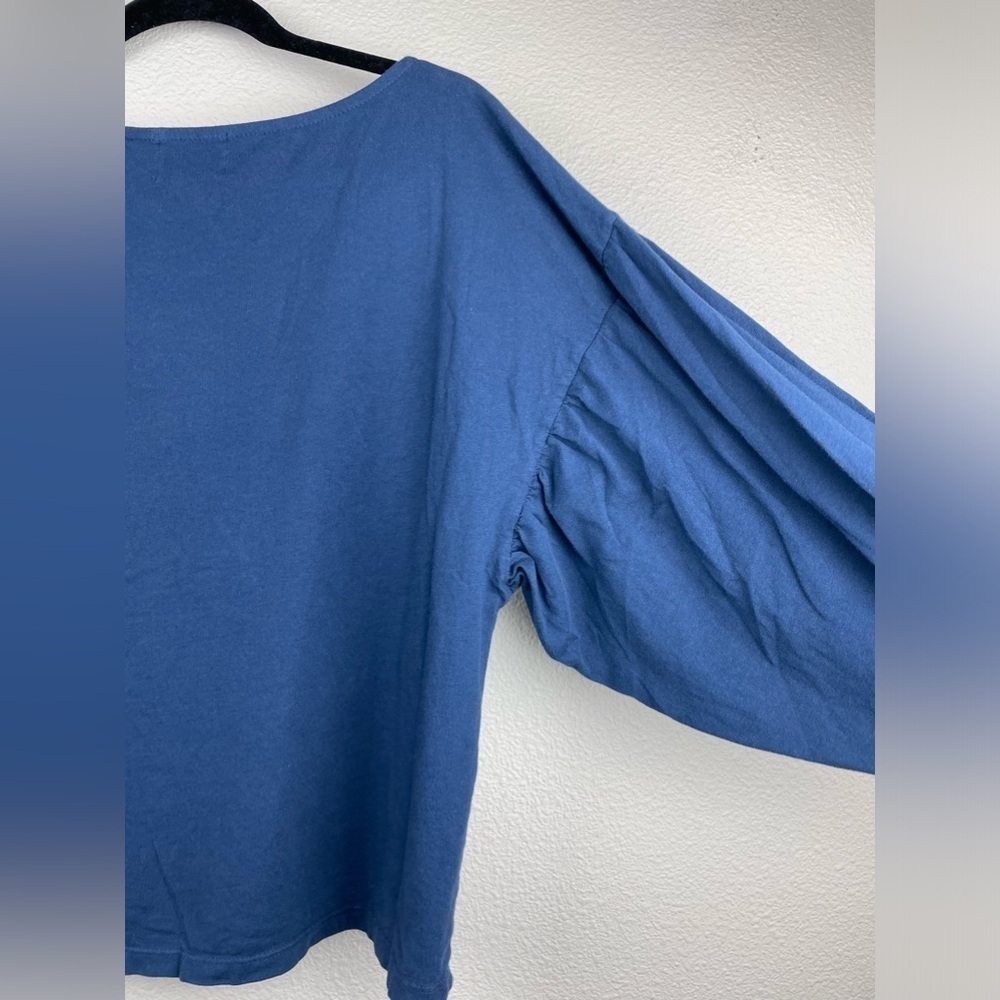 Anthropologie T.LA Women's Small Navy Balloon Sleeve Top Cotton Shirt Casual Blu - Picture 13 of 14